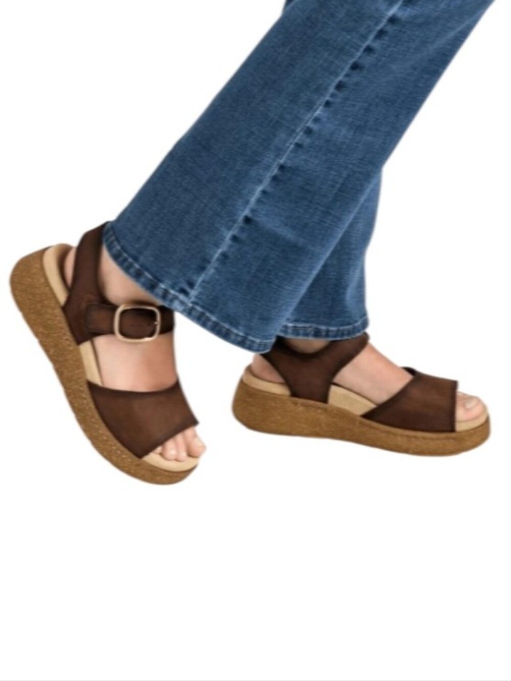 Dansko Bianca Brown Platform Nubuck Leather Sandals with Buckle Strap-NWOT